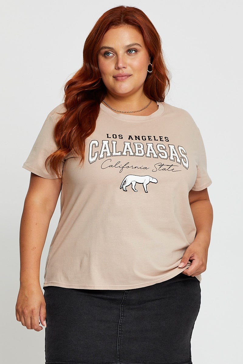 Pink Graphic T-shirt Calabasas Short Sleeve Cotton