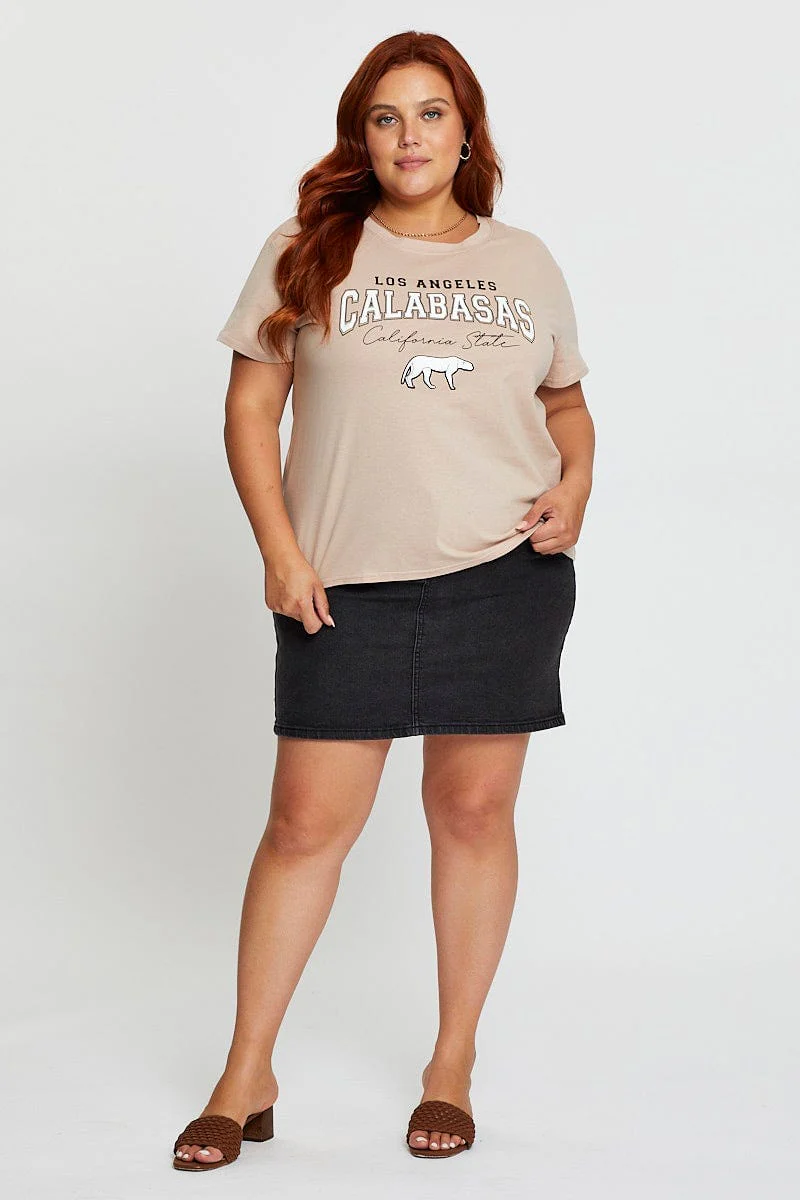 Pink Graphic T-shirt Calabasas Short Sleeve Cotton - Image 2
