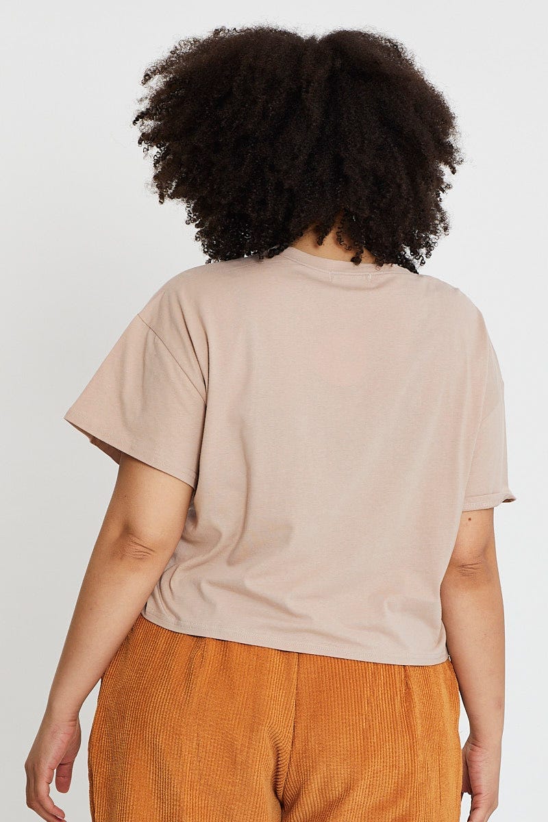 Pink Graphic T-shirt Palm Springs Crew Neck Cotton - Image 5