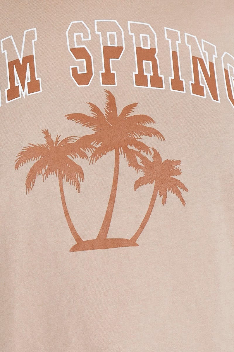 Pink Graphic T-shirt Palm Springs Crew Neck Cotton - Image 6