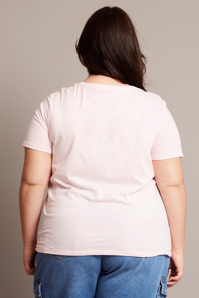 Pink Graphic T-shirt Short Sleeve Crew Neck - Image 5