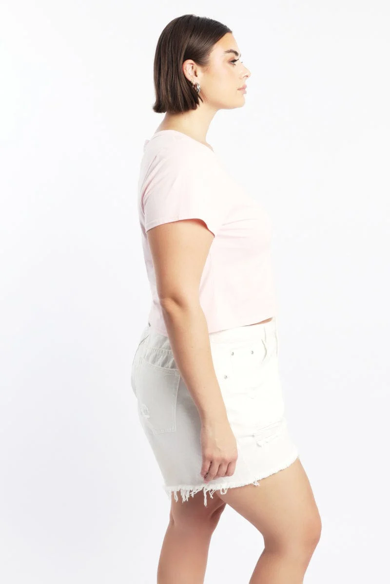 Pink Graphic T Shirt Short Sleeve Crew Neck - Image 3