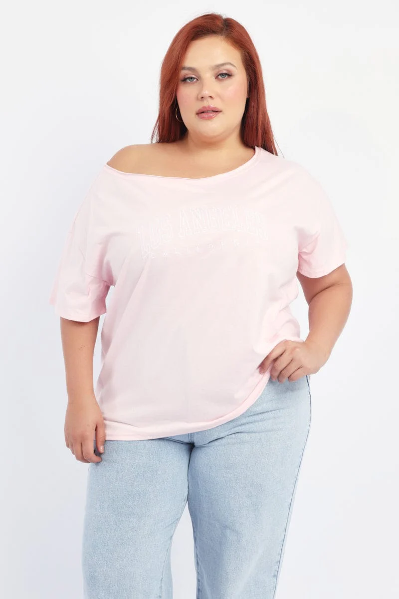 Pink Graphic T-shirt Short Sleeve Crew Neck