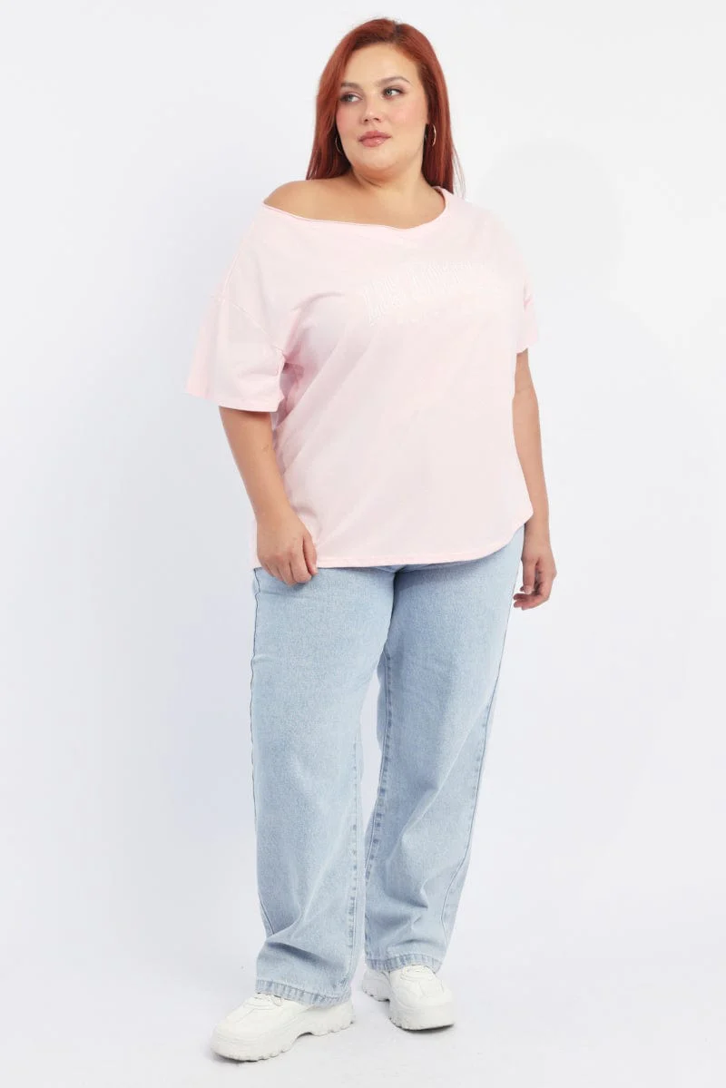 Pink Graphic T-shirt Short Sleeve Crew Neck - Image 2