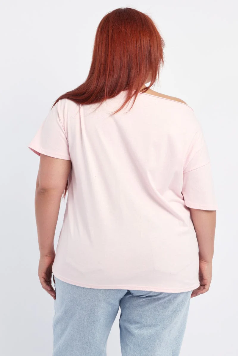 Pink Graphic T-shirt Short Sleeve Crew Neck - Image 4