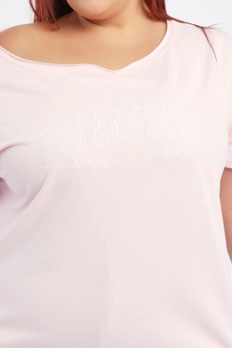 Pink Graphic T-shirt Short Sleeve Crew Neck - Image 5