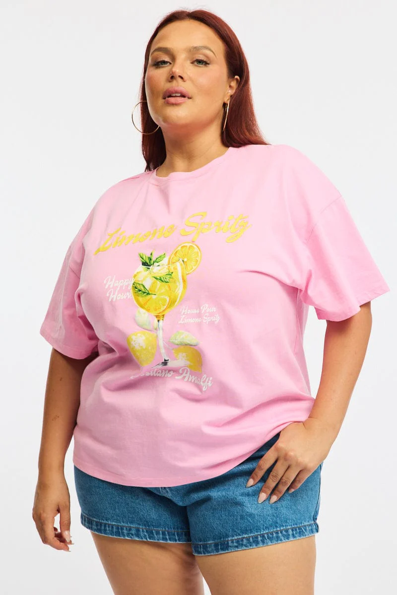 Pink Graphic Tee Short Sleeve - Image 2