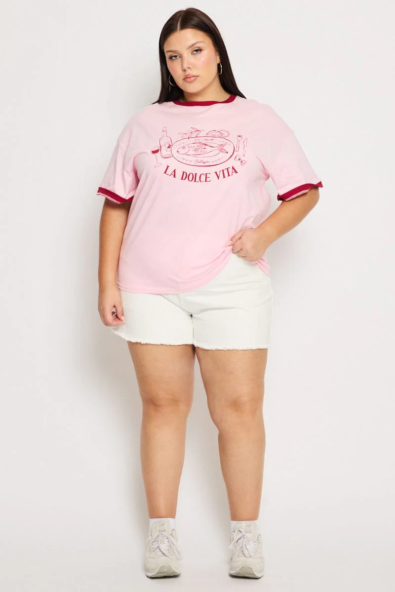 Pink Graphic Tee Short Sleeve Regular Fit - Image 2