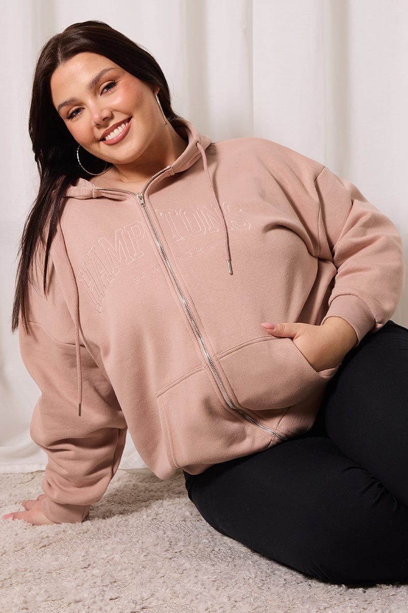 Pink Hamptons Zip Hoodie