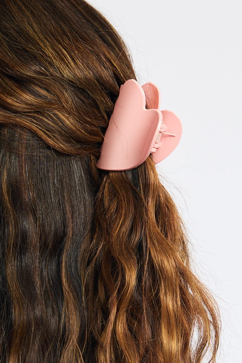 Pink Heart Hair Claw Clip