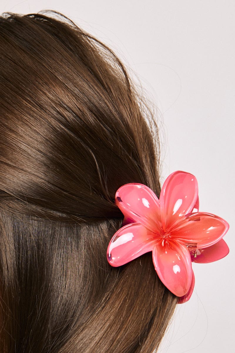 Pink Hibiscus Flower Claw Clip