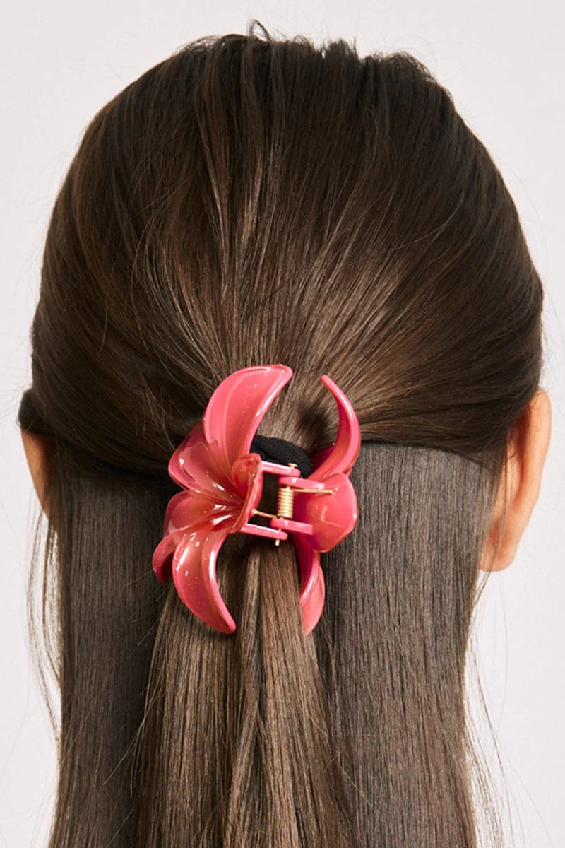 Pink Hibiscus Flower Claw Clip - Image 2