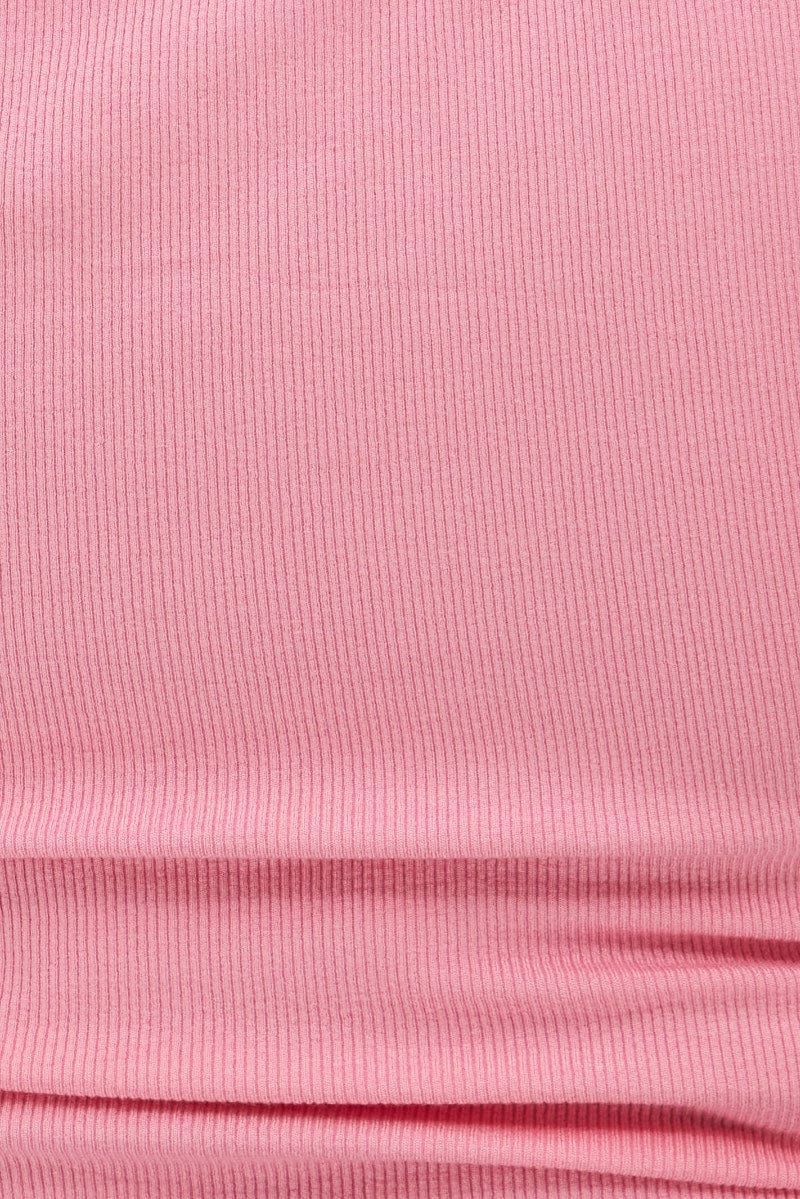 Pink Jersey Top Short Sleeve Drawstring Rib - Image 7