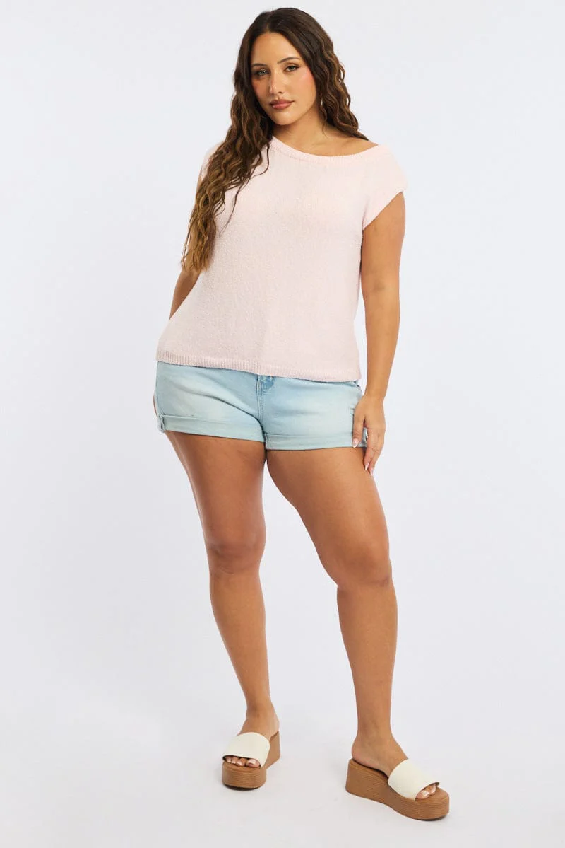 Pink Knit Top One Shoulder - Image 2