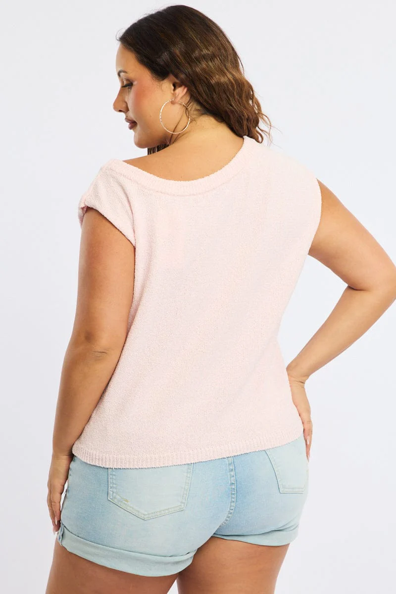 Pink Knit Top One Shoulder - Image 4
