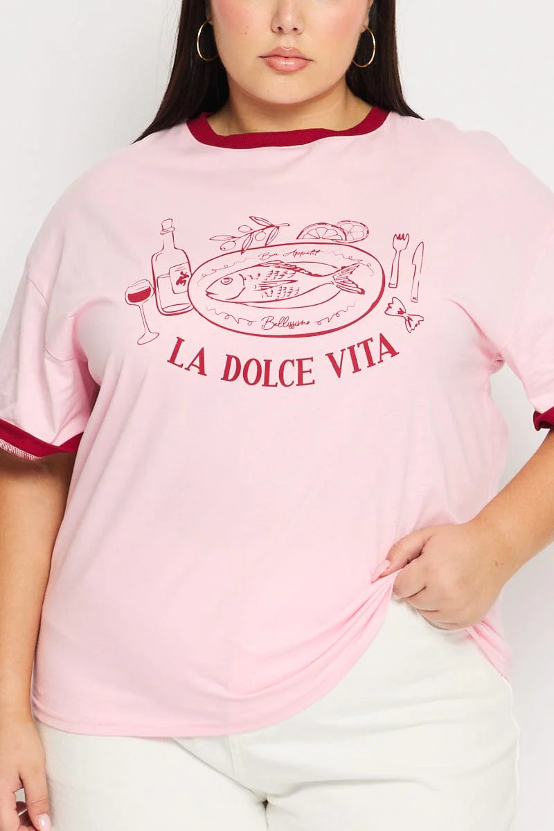 Pink La Dolce Vita Tee Short Sleeve - Image 5