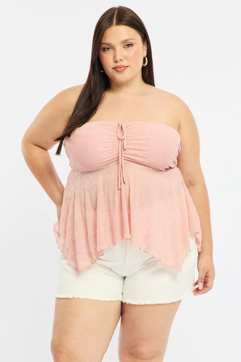 Pink Lace Bandeau Top
