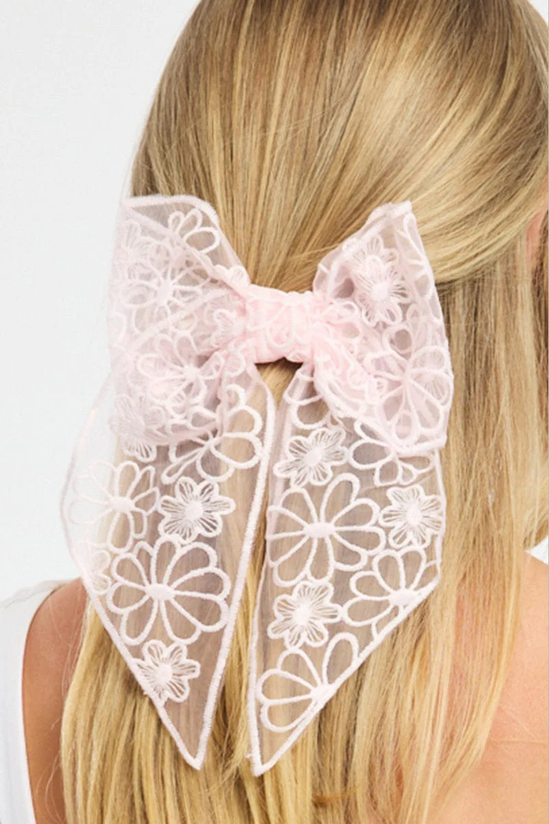 Pink Lace Hair Bow