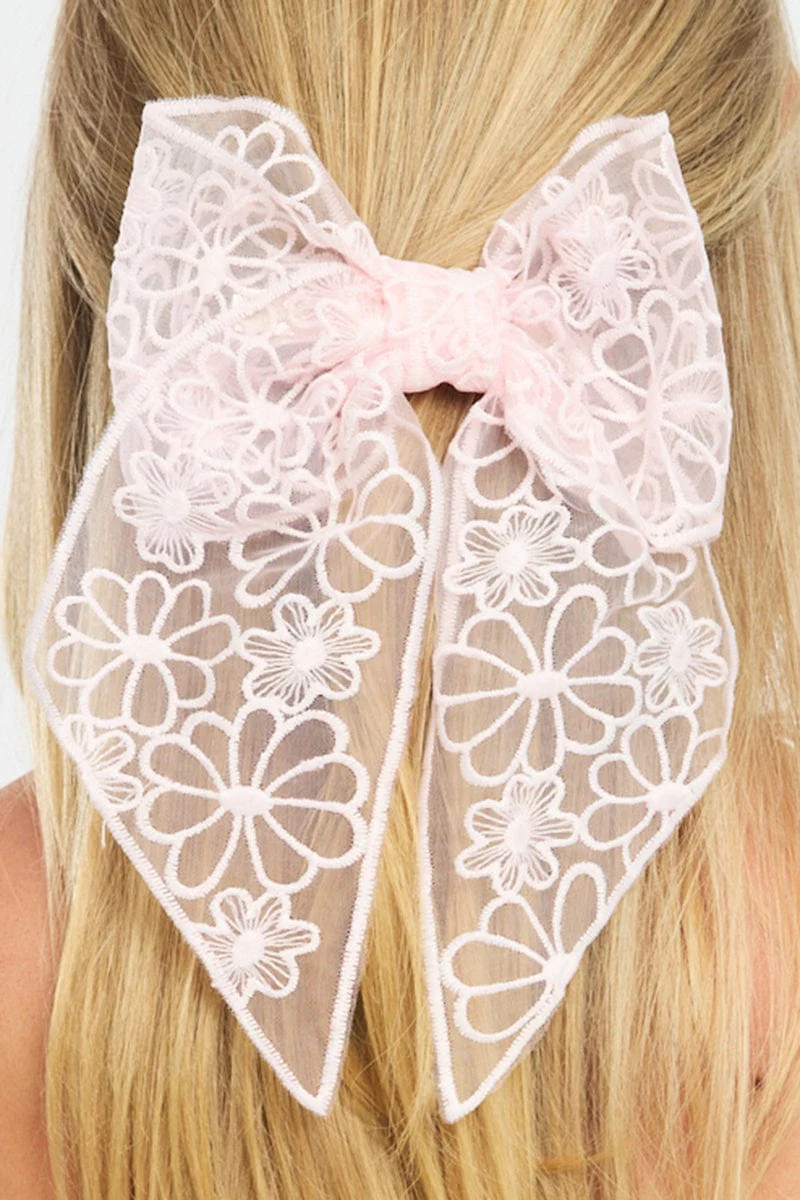 Pink Lace Hair Bow - Image 2