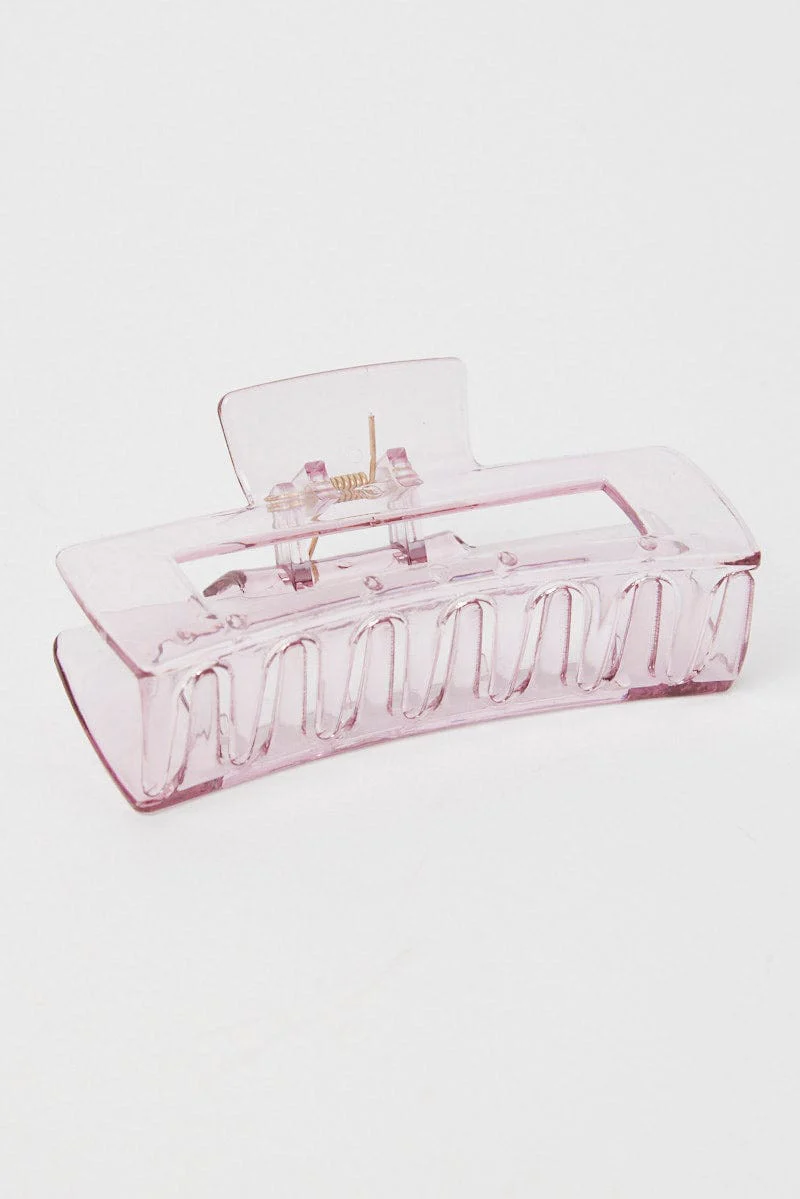 Pink Large Rectangle Claw Clip - Image 3