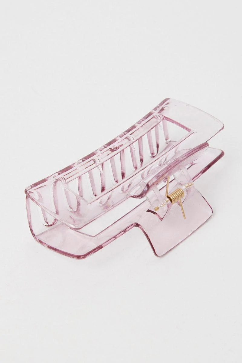 Pink Large Rectangle Claw Clip - Image 4