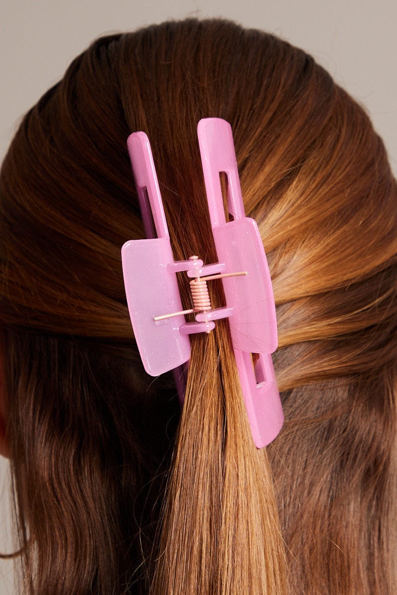 Pink Large Rectangle Claw Clip - Image 2