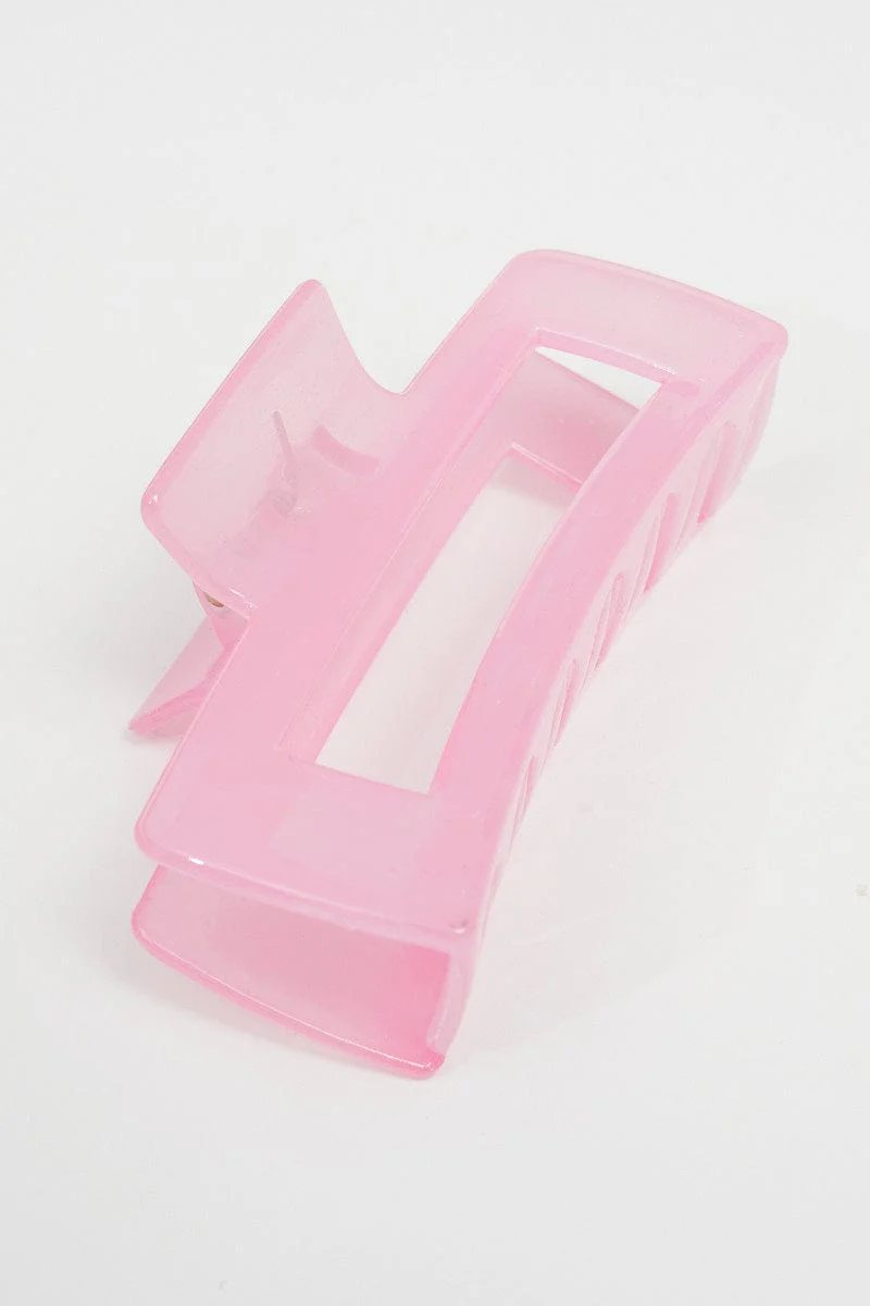 Pink Large Rectangle Claw Clip - Image 3