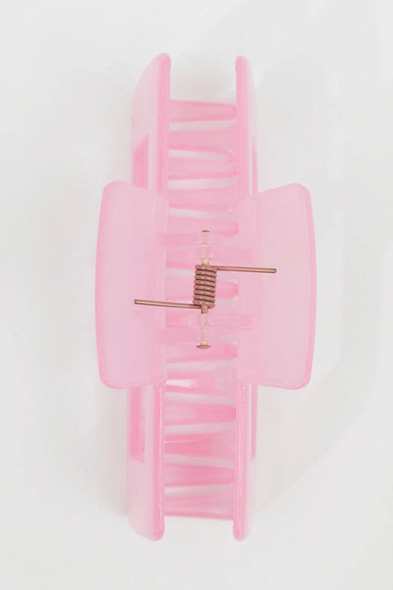 Pink Large Rectangle Claw Clip - Image 4