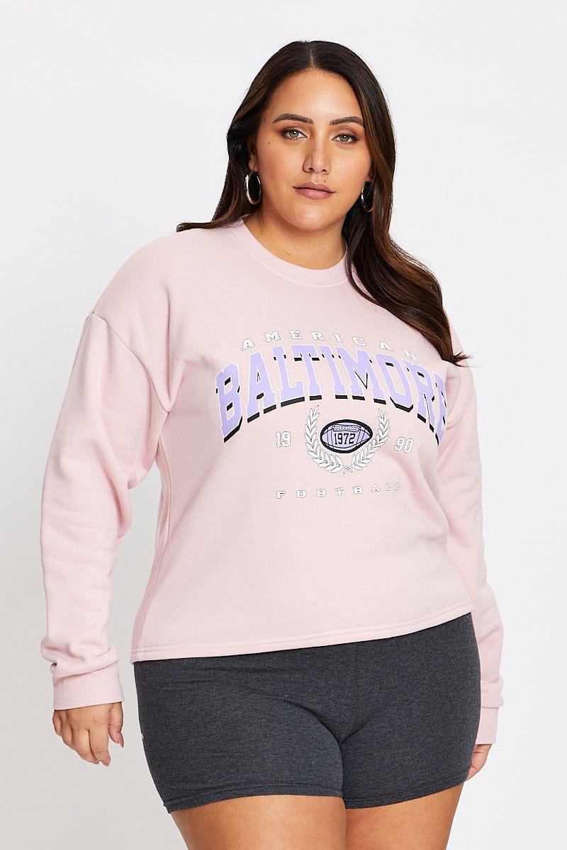 Pink Long Sleeve Baltimore Sweatshirt Top - Image 3