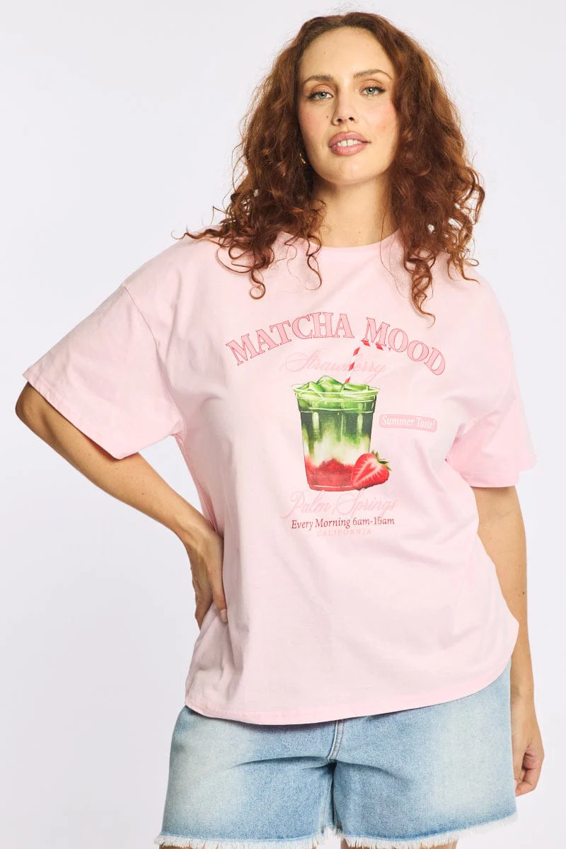 Pink Match Graphic Tee Short Sleeve