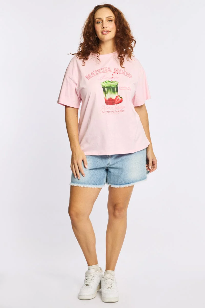 Pink Match Graphic Tee Short Sleeve - Image 2