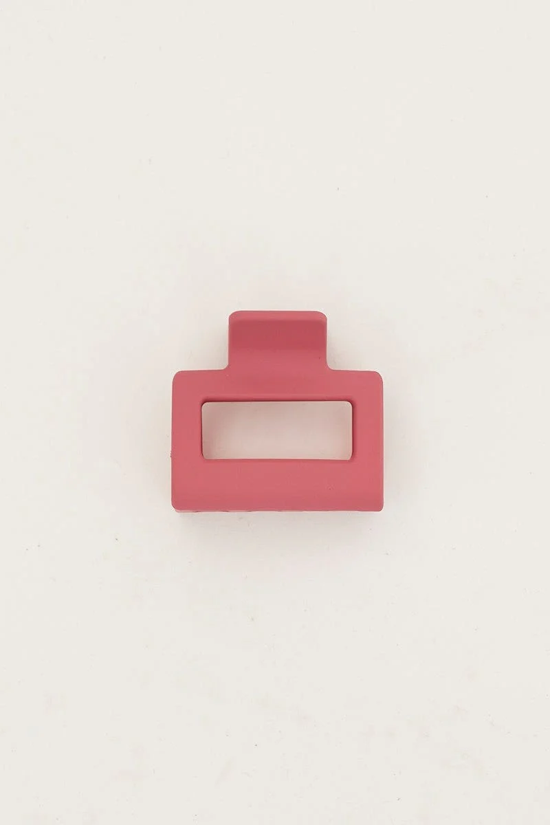 Pink Matte Rectangle Claw Clip