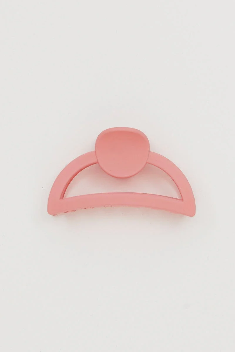 Pink Matte Semicircle Hair Claw
