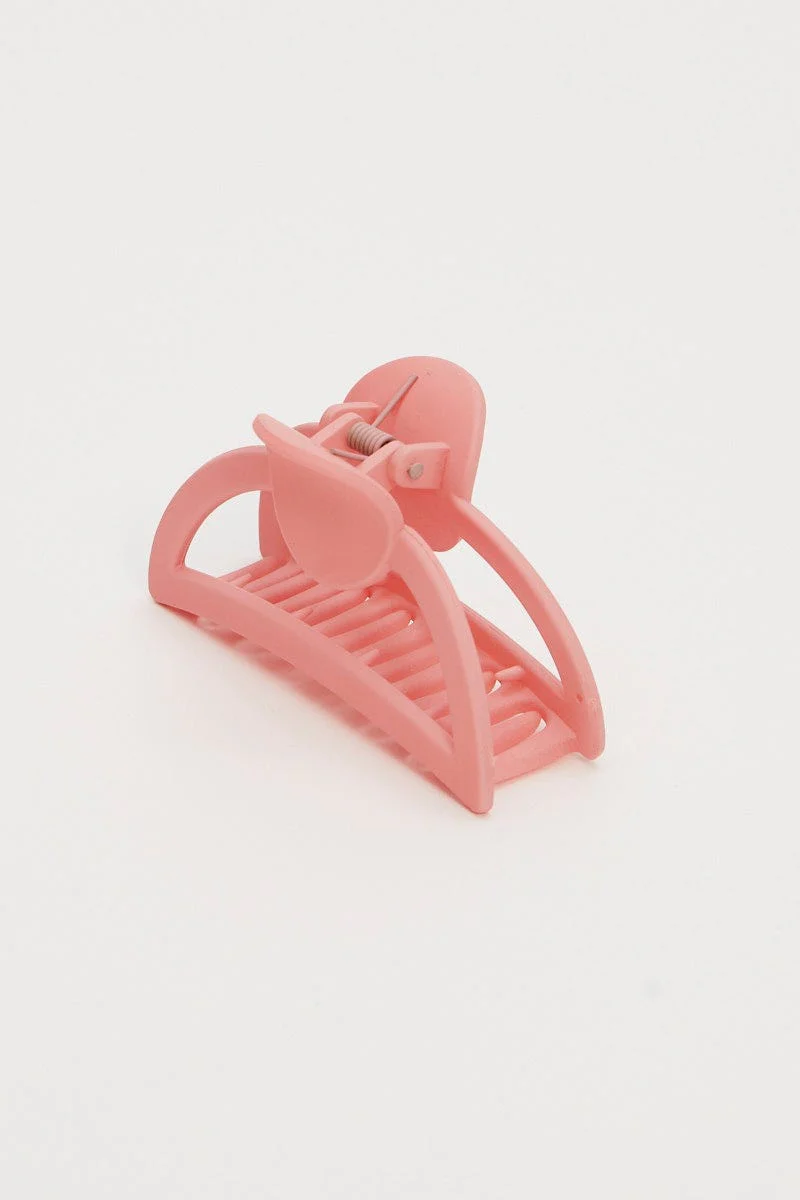 Pink Matte Semicircle Hair Claw - Image 2