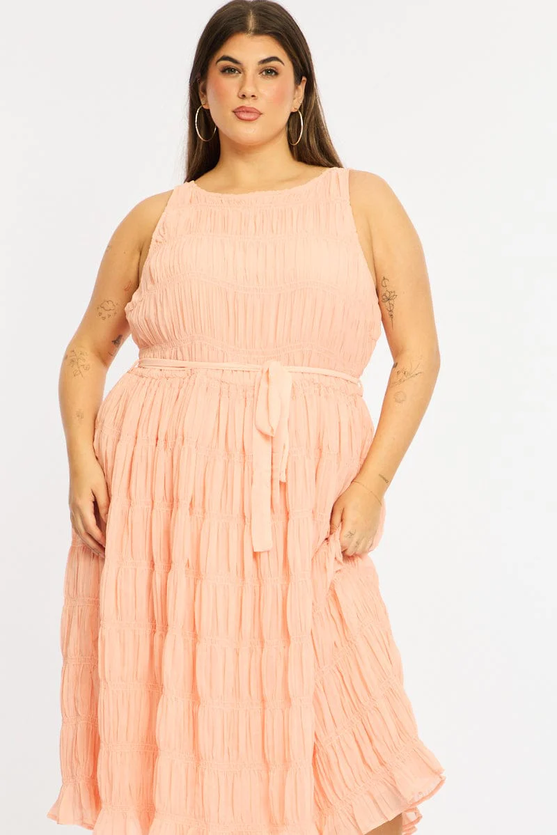 Pink Maxi Dress Sleeveless Textured - Image 3