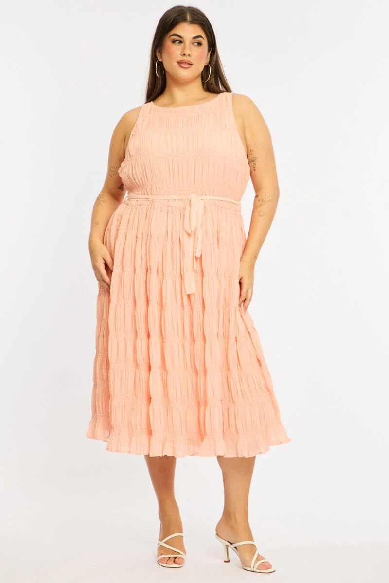 Pink Maxi Dress Sleeveless Textured - Image 4