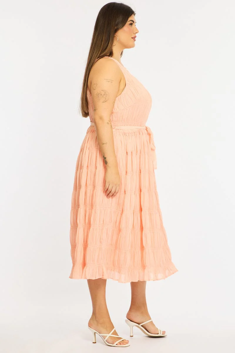 Pink Maxi Dress Sleeveless Textured - Image 5
