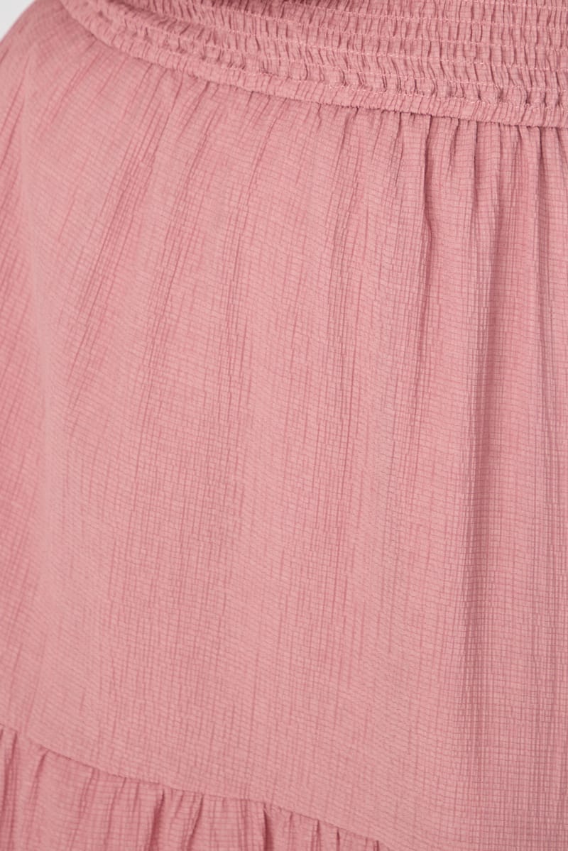 Pink Midi Dress Short Sleeve Ruched Bust Cut Out - Image 5