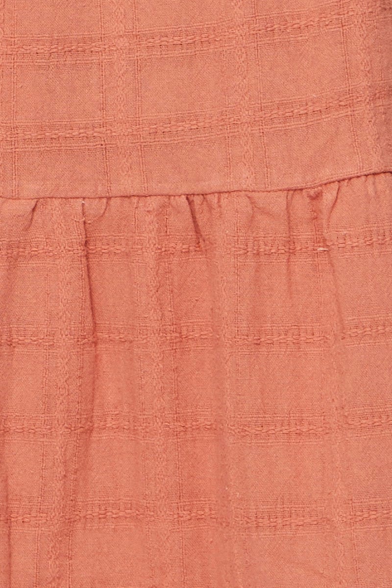 Pink Midi Dress Square Neck Sleeveless Button - Image 6