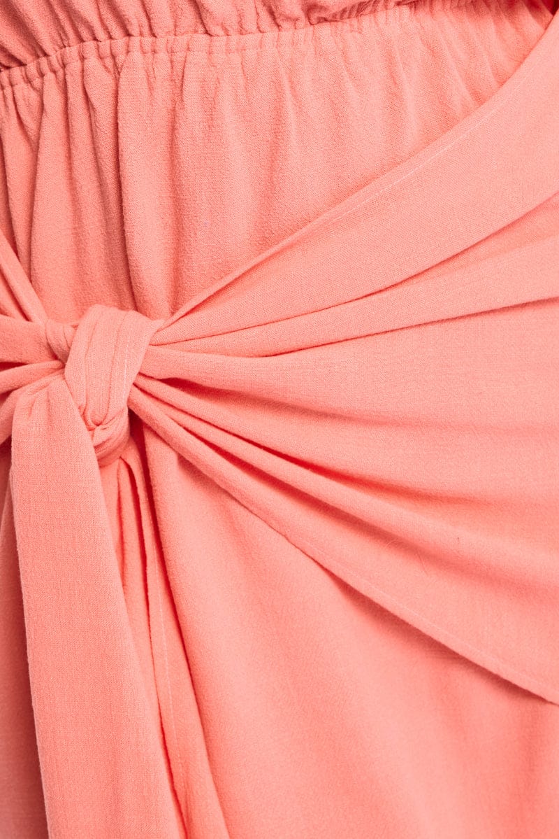 Pink Mini Dress Short Sleeve Warp Front - Image 5