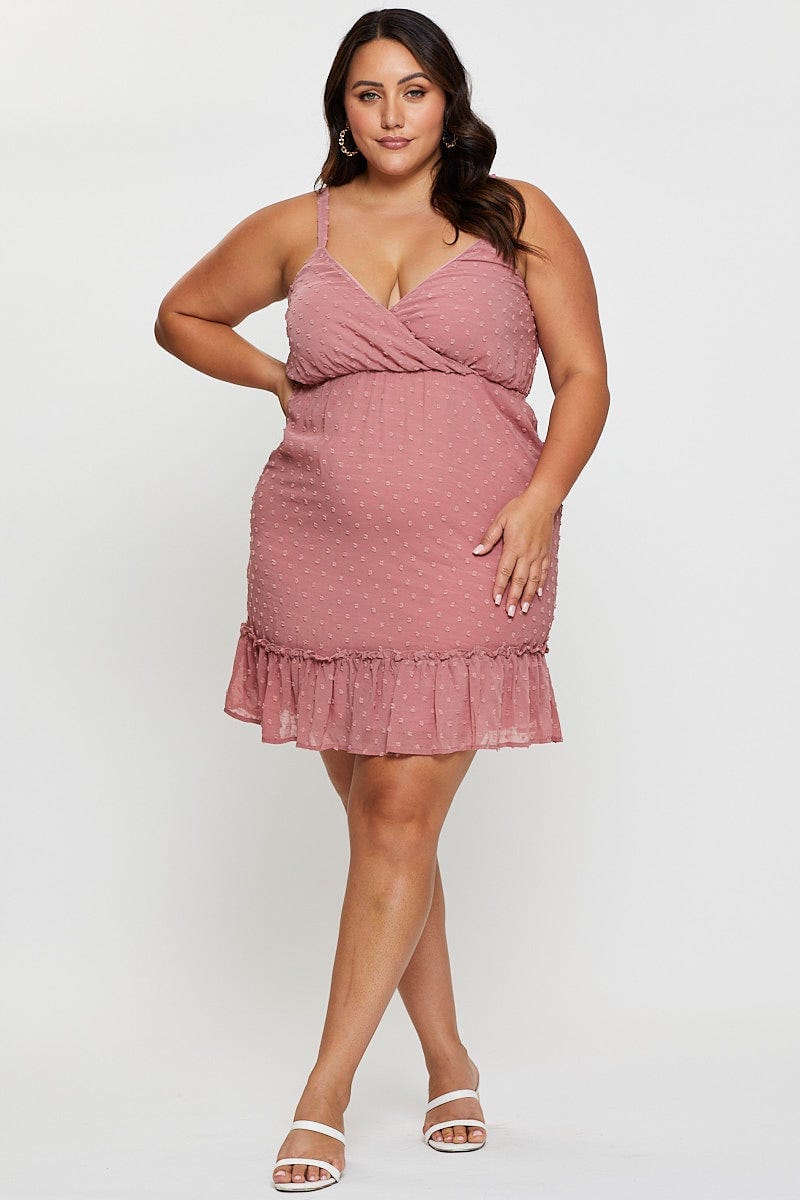 Pink Mini Satin Dress Cowl Neck Sleeveless - Image 2