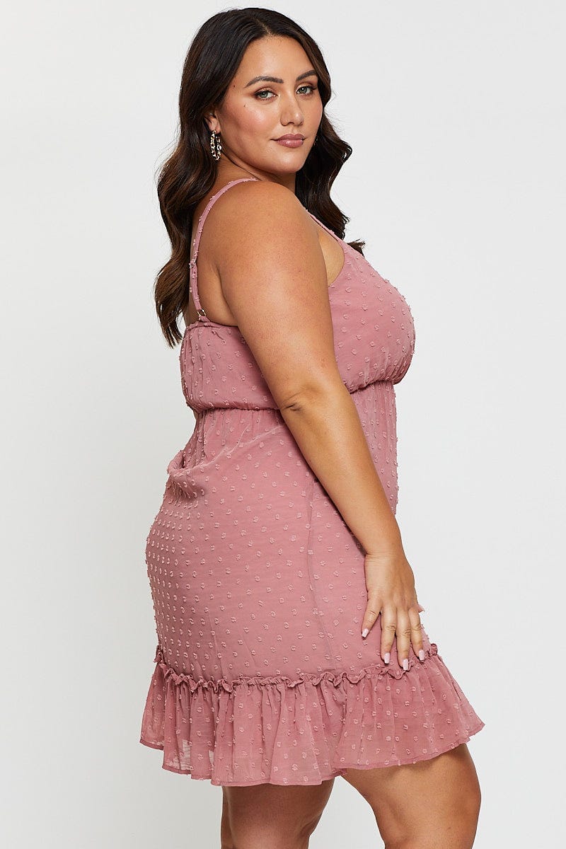 Pink Mini Satin Dress Cowl Neck Sleeveless - Image 4