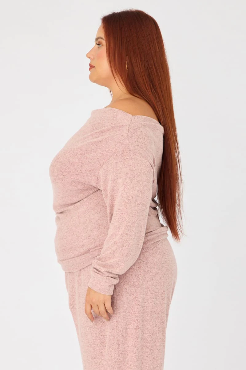 Pink Off Shoulder Top Long Sleeve - Image 4