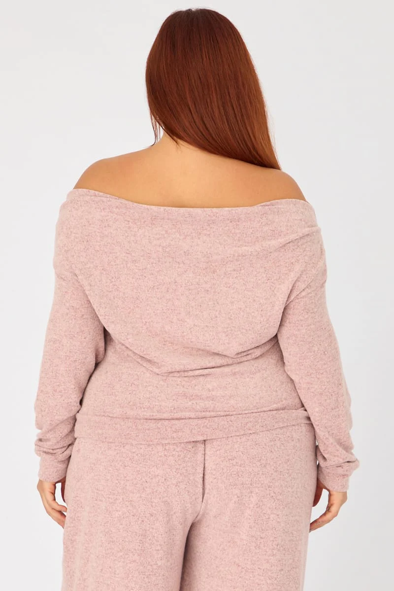 Pink Off Shoulder Top Long Sleeve - Image 5