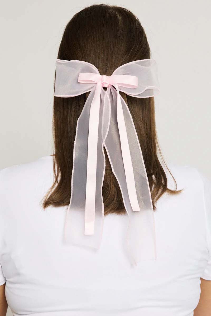 Pink Organza Hair Bow