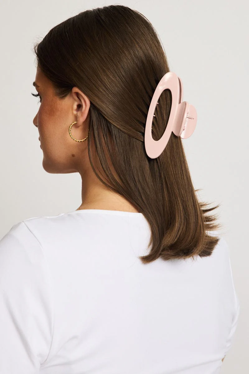 Pink Oval Hair Claw Clip