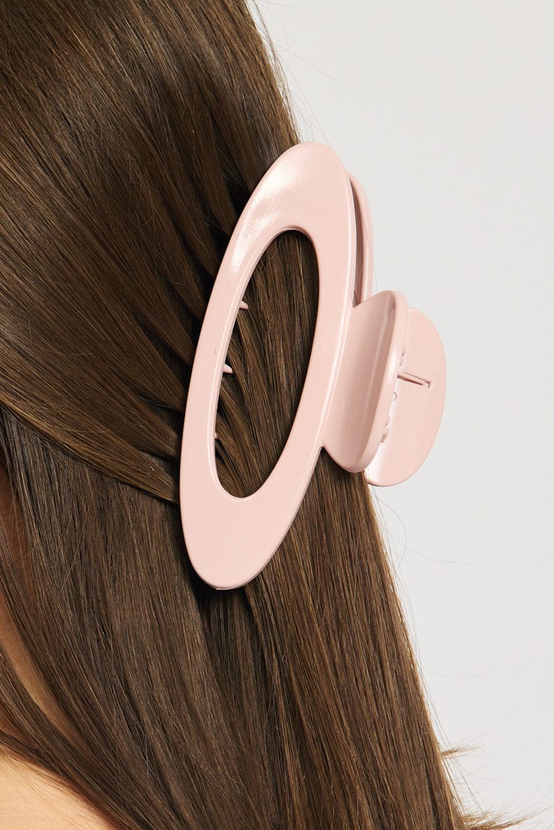Pink Oval Hair Claw Clip - Image 2