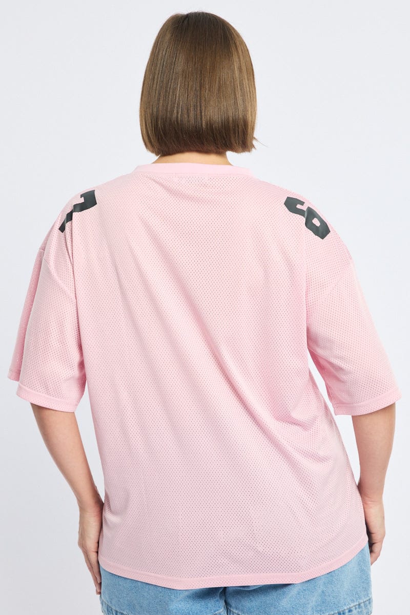 Pink Oversized Sport Tee Short Sleeve - Image 4