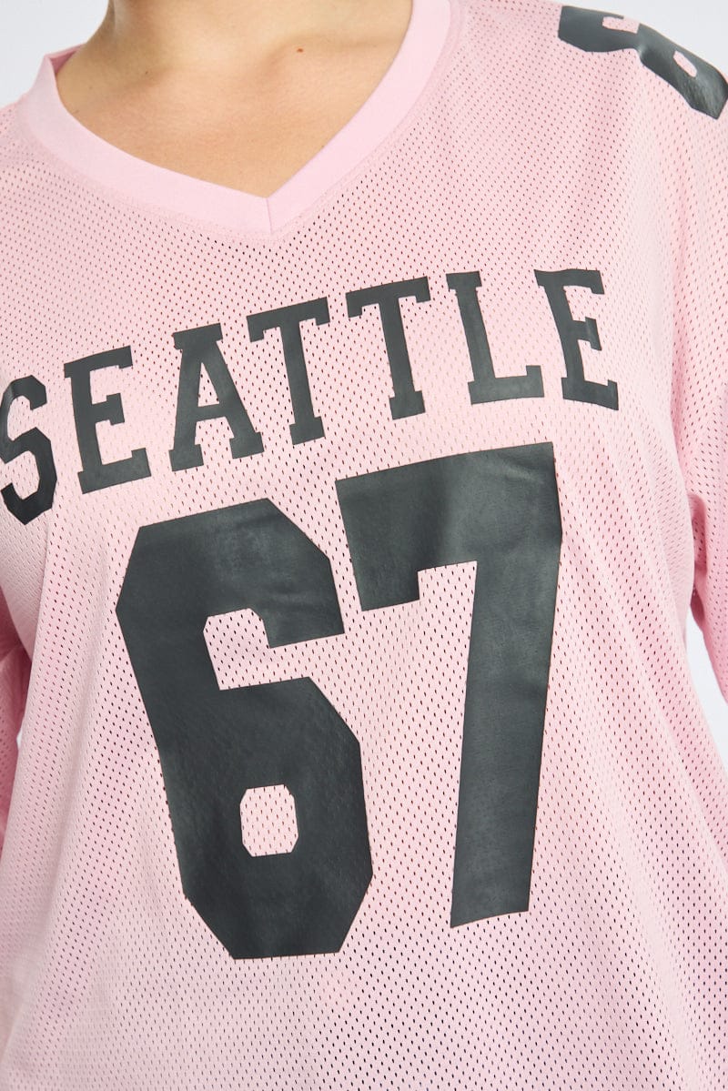 Pink Oversized Sport Tee Short Sleeve - Image 5