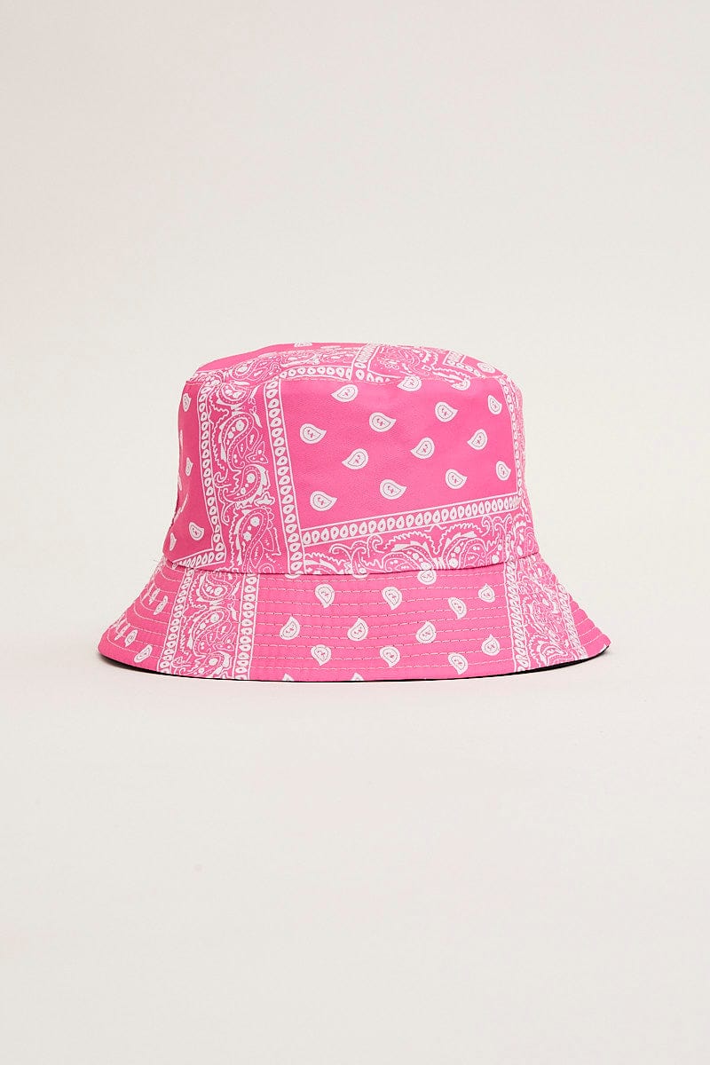 Pink Paisley Print Bucket Hat